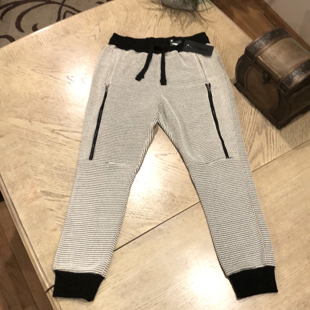 Decibel white and black joggers